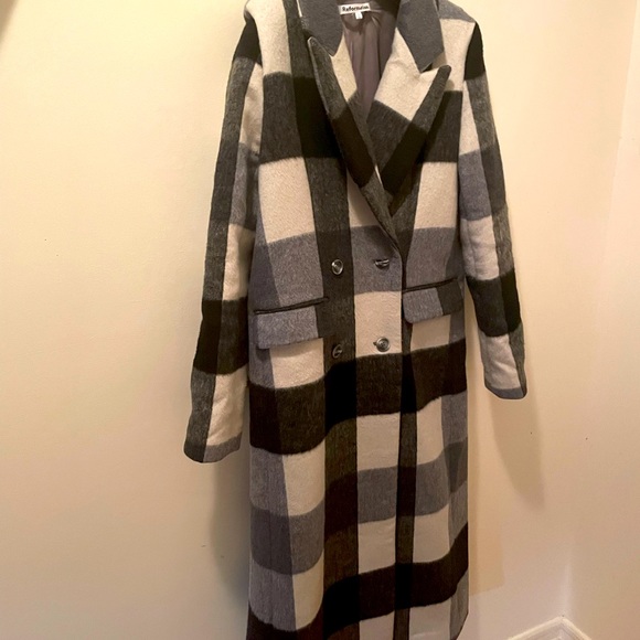 Reformation York Coat in Light Grey Plaid - Picture 5 of 7